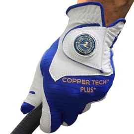 Copper Tech Men's Golf Gloves - Optimal Wrist Support with Copper Infused Thread - 100% AAA Synthetic Tacky Leather - Perfect for Summer & Fall Golfing - Golf Gloves Men (Hand Orientation: Both Hand)