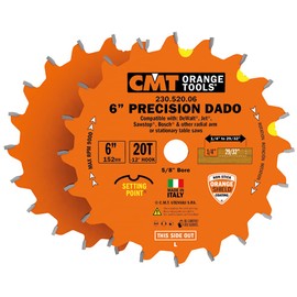 CMT 230.520.06 Precision Dado Set, 6-Inch x 20 Teeth FTG+ATB Grind with 5/8-Inch Bore