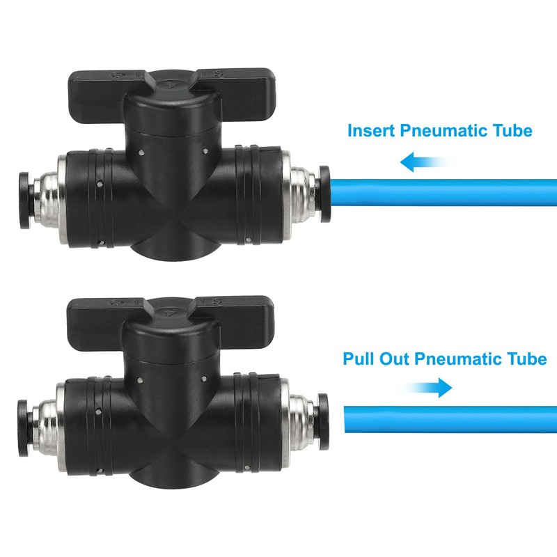 PATIKIL 3/8" Pneumatic Ball Valve, 2 Pcs Push to Connect