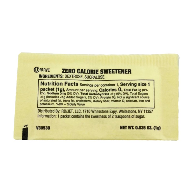 Chef's Quality Zero Calorie Sweetener, Sucarlose (Yellow), 1,000/1g packets