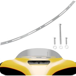 AILMOTO Polished Windshield Trim Chrome CNC Cut Compatible for Harley Davidson Touring 2014-2024 Street Glide Electra Glide Ultra Limited Tri Glide