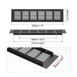 PATIKIL 10 x 2.4 Inch Door Air Vent Cover, Aluminum Grille Ventilation Cover Louvered with Mounting Screws for Cabinet Wardrobe Door, Black