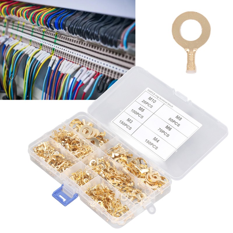 540Pcs Gold Brass Ring Terminal M3 M4 M5 M6 M8