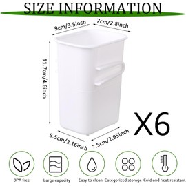 MdakeGo 6 PCS Refrigerator Door Organizer, Plastic Refrigerator Side Door Storage Containers with Side Snap, BPA-Free, Space-Saving Organizer Bins for Refrigerator, Kitchen Cabinet, Bathroom (White)