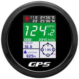 MAIMEIMI GPS Speedometer 85mm 3-3/8" Digital Boat GPS Speedometer Gauge Waterproof MPH Knots Km/h Adjustable for Car Marine Truck Motorcycle 9-32V (All Black)