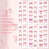 BOXOB 6 Sheets/60pcs Pink Bow Stickers, 30 Designs Cute Waterproof