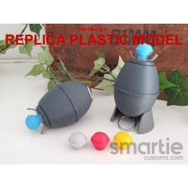 Smartie Customs DUMMY Model 39 WW2 Era German "Egg" Frag Grenade - Accurate Size Plastic Replica - Gray, No
