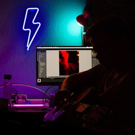 Neon Signs Lightning Bolt Neon Light Sign for Wall Decor, Battery or USB Powered Led Lightning Light Neon Sign for Bedroom, Kids Room, Birthday, Party, Wedding, Home, Kids Decorations blue