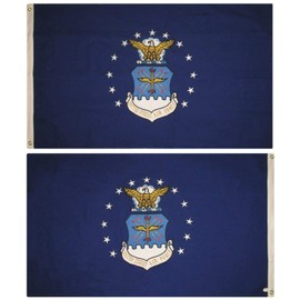 3x5 Embroidered US Air Force Emblem Double Sided 100% Cotton Flag 3'x5' Banner Grommets House Banner Double Stitched Fade Resistant Premium Quality