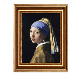 ELITEART-Girl with a Pearl Earring By Johannes Vermeer Giclee Framed Art Canvas Prints-Framed Size:25"x28"