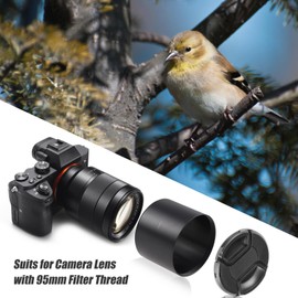 Andoer Camera Lens Hood Shade Fits 95mm Metal Lens Hood 78mm x 95mm Screw Aluminum Alloy for Camera Lens with 95mm Filter Thread Compatible with Canon Sony Nikon and Other Cameras