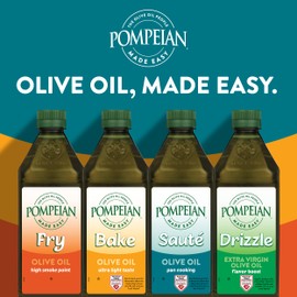 Pompeian Made Easy Fry Olive Oil, High Smoke Point, Perfect for Frying Foods such as Chicken and Potatoes, American Heart Association Certified, Non-Allergenic, Non-GMO, 16 Fl Oz (Pack of 1)
