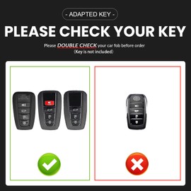 OLLEN Genuine Leather Key Fob Cover, Fit for Toyota 2018-2025, Fit for RAV4 Camry Corolla Avalon C-HR Prius GT86 Highlander, Leather Smart Remote Key Protector (B Style, Black)