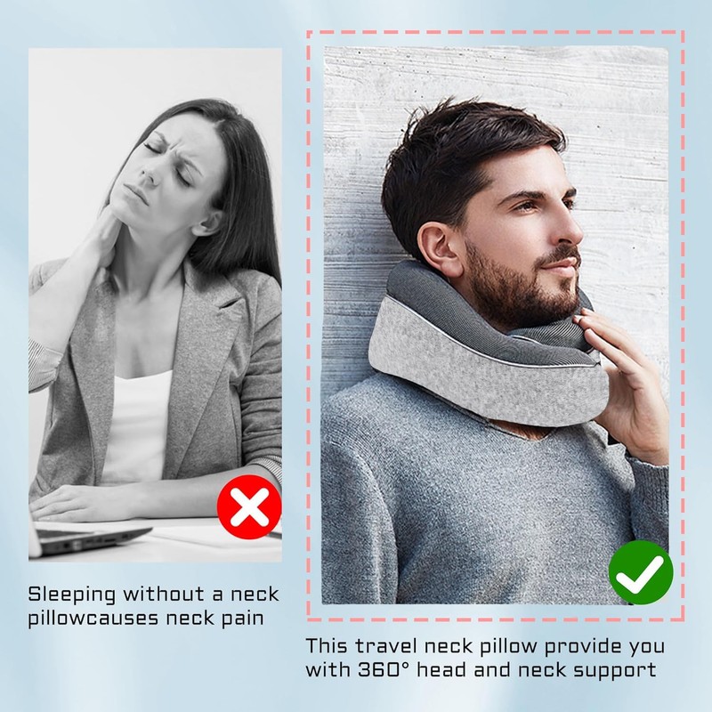 TALLGO Travel Pillow, Best Memory Foam Neck Pillow Head Support