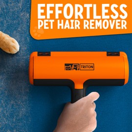 Triton Pet Hair Removal Tool w/Fur Trapping Compartment - Easy to Use Pet Hair Roller, Fur Remover Tool - Cat and Dog Fur Remover - Pet Hair Remover for Furniture, Couch, Bedding, Clothes, Car