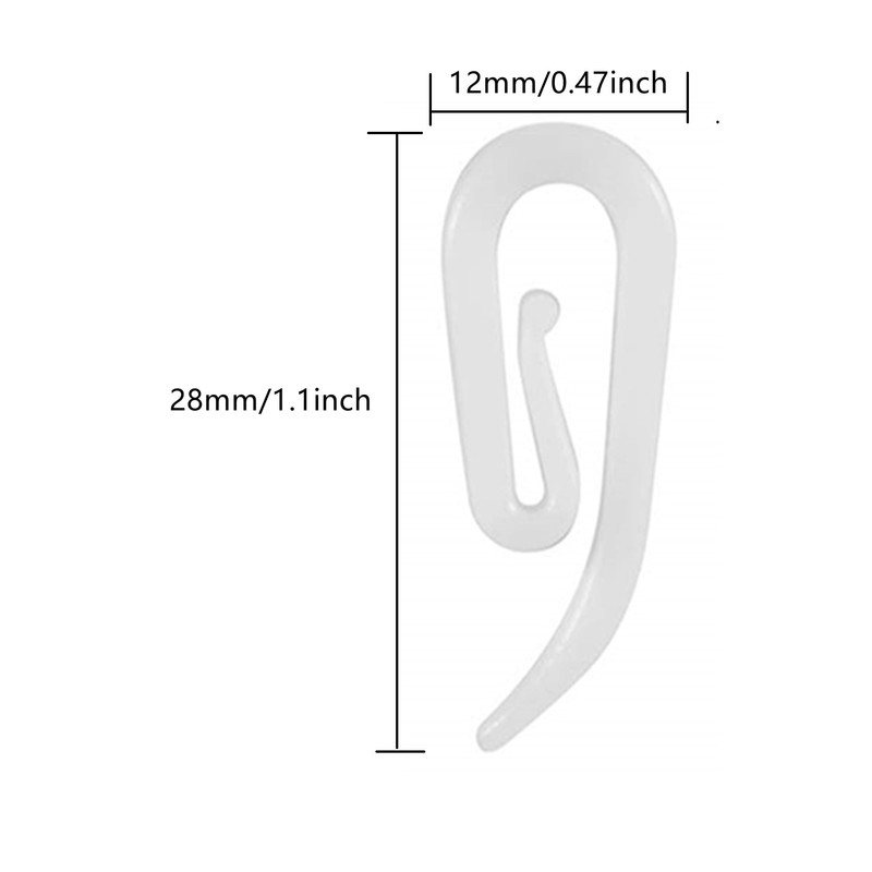 White Plastic Curtain Hooks for Door,Window Curtain Header Tape Drapery