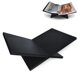 Wooden Book Stands for Display Stands – Large Cross Frame Book Holder for Quran Book Stand, Heavy Textbooks, Cookbooks & Bible Holder – Open Bookstand for Kitchen, Bed, or Desk. (Black)