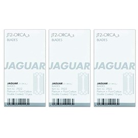 Jaguar Set of 3 Razor Blades JT2 and Orca S Short Pack of 10 = 30 Pieces (Metal, Alloy Steel, Brass, Classic, Unisex Adult, Manual Razor Fans, Beginners in Manual Shaving)