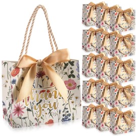 Moinchore 40 Pack Thank You Gift Bags with Handles Small Treat Boxes Thank You Party Favor Bags Mini Floral Gift Bags Bulk for Easter Wedding Birthday Party Supplies(Vintage Wild Floral)