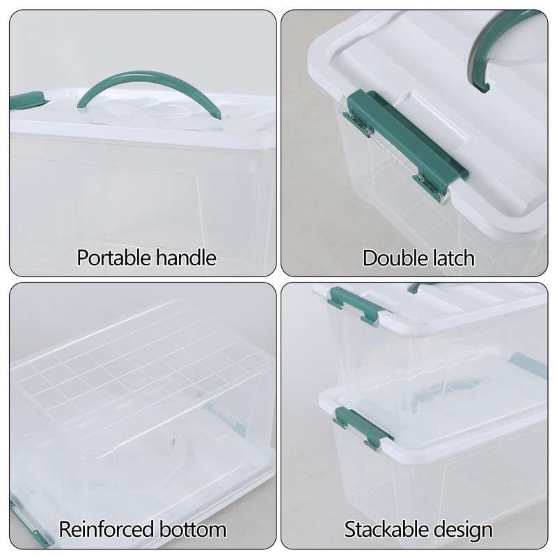 Yesdate 8-Pack 14 Quart Clear Organizing Container with Lid, Plastic