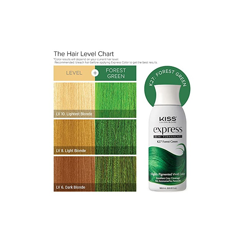 Kiss Express Color #K27 Semi-Permanent Forest Green 3.5 Ounce (100ml)