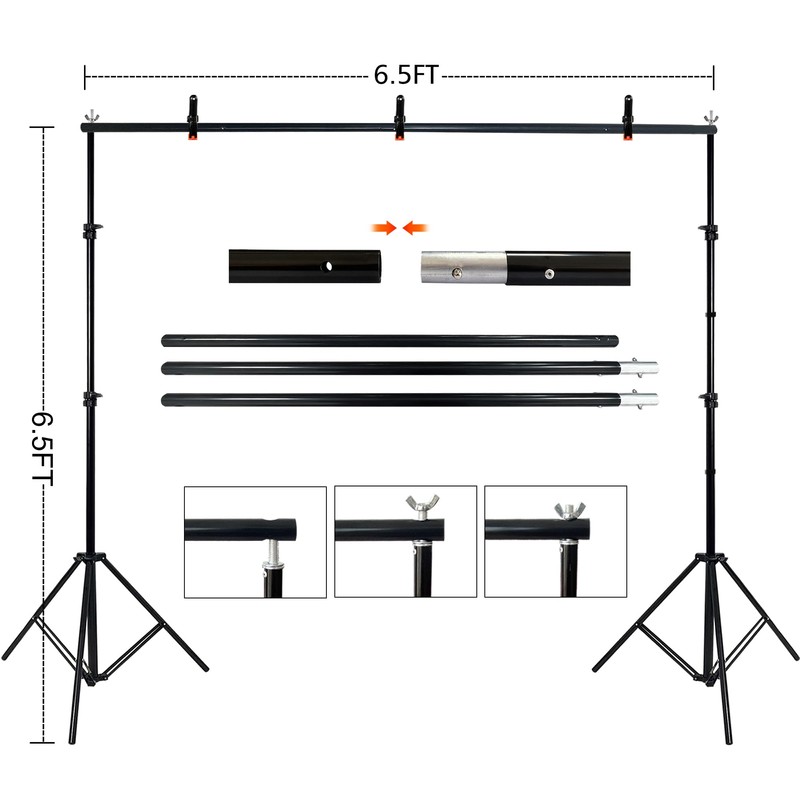 LIVUCEE 2 in 1 Green Backdrop Stand Kit, 6.5x6.5 ft