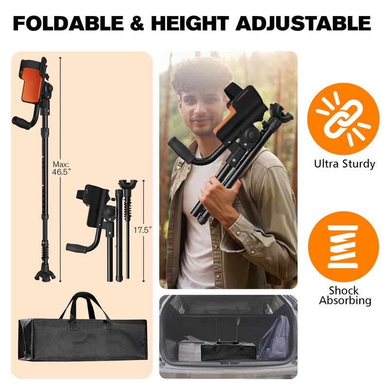 3-Angle Adjustable Forearm Crutches for Adults Ergonomic with Carrying Bag