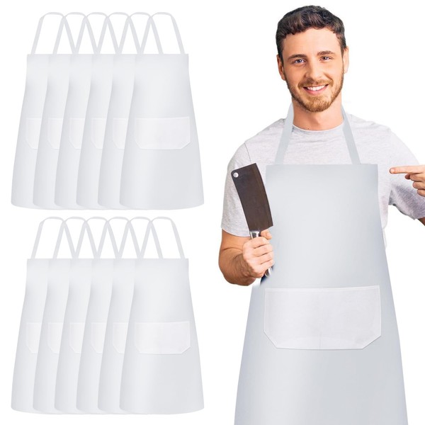 SPORWAY Pack of 12 Cooking Apron: Adjustable Apron with 2