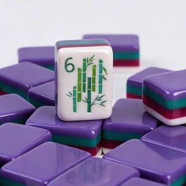 In Stock Beach Supplies New Mini Travel 4 Layer Engraved Acrylic Luxury 160 Purple Set America Mahjong TilesSize: 31.5*23*16 mm(1.24*0.91*0.63inch), Color: Purple