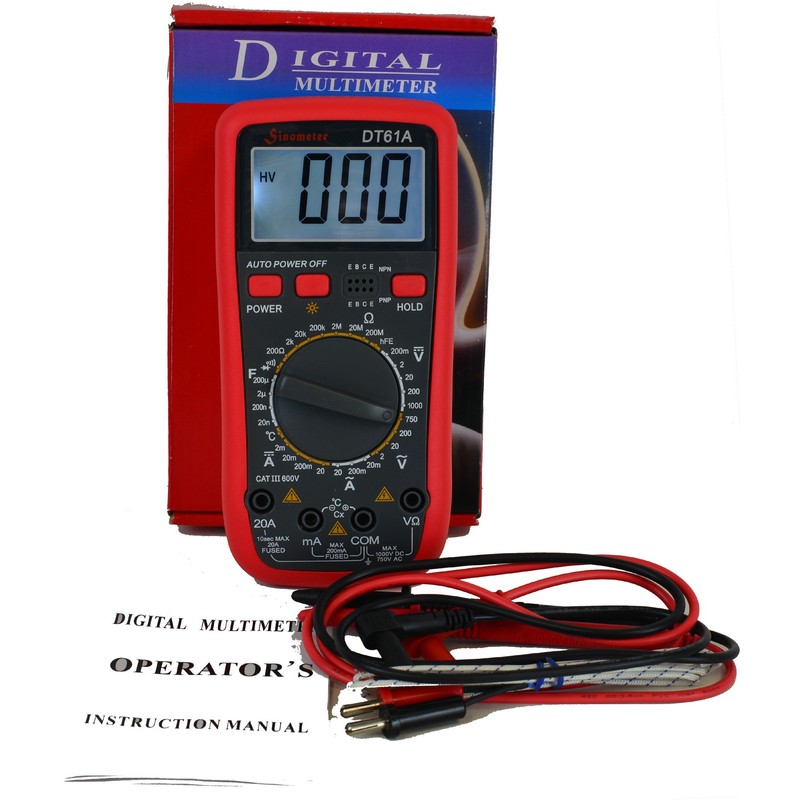 Sinometer DT61A, AC DC Current 20A Digital Multimeter with Temperature