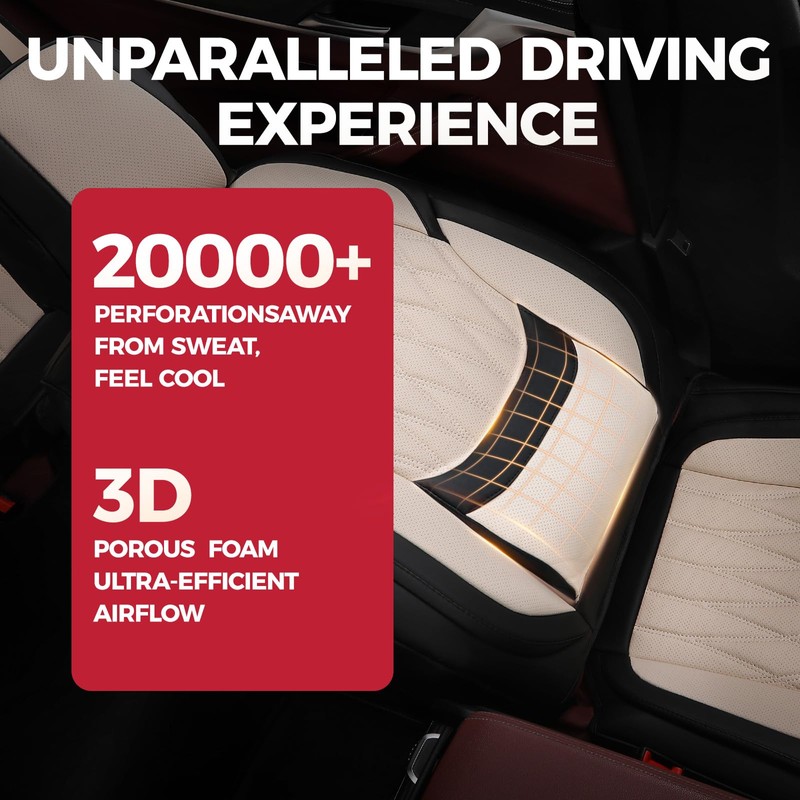 FREESOO Front Car Seat Covers - Luxury Breathable Waterproof Faux