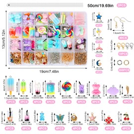 UCAMP 161 Piece Charms Pendant Set, Jewellery Making Set, Gifts for Girls, Butterfly Gummy Bear Necklace, Resin Pendant for Earrings, Bracelets, Necklaces, Keyrings