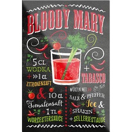 schilderkreis24 Cocktail Recipe "Bloody Mary" Magnet Alcohol Spirits Decorative Fridge Magnet Humour Gift Idea Birthday Christmas 9 x 6 cm