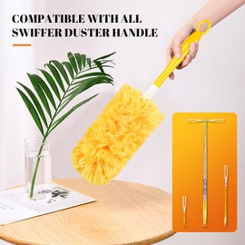 Bisenkud 20 Count 360 Duster Pads for Swiffer Duster Refill, Multisurface Heavy Duty Duster Replacements with 1 Handle, Disposable Feather Dusters for Cleaning