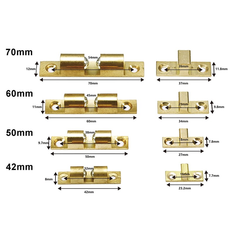 LOOTICH Brass Door Double Ball Tension Catches 42mm for Cabinet
