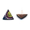 Hand painted vibrant dots coconut shell triangle stud earrings with