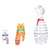 5Pcs Nesting Dolls Kit Innovative Cartoon LongNecked Cat Ornament Wooden