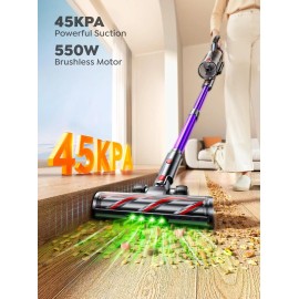 INTETURE 45Kpa Cordless Vacuum Cleaner 550W Lightweight Stick Vacuum Cleaner Rechargeable