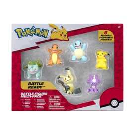 Pokémon Battle - Paquete de 6 cifras con Pikachu de 2 pulgadas, Squirtle, Charmander, Bulbasaur, Mimikyu y detalles auténticos de tóxicos