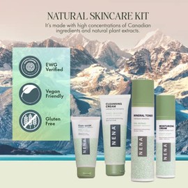 Nena Kit de cuidado de la piel natural  4 piezas esenciales para la piel diaria para mujeres y hombres  para piel seca, grasa, normal y sensible  EWG 