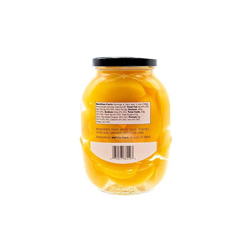 MW Polar Peach Slices in Cinnamon Infused Syrup, glass jar