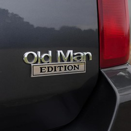 Old Man Edition Car Emblem, 2PC Old Man Edition Emblem, 3D Metal Emblem Fender Rear Tailgate Bumper Badge Nameplate Sticker Decal for Car Truck