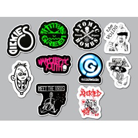 Punk Sticker Pack (10 Stickers) Set 8 dfl Atomic Bombs jfa Virus narcoleptic Hardcore Graphic Protest Badge Vinyl Decal Laptop raw Youth DIY Underground Rebellion alt Punk Sticker Wasted