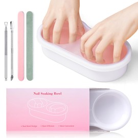 Quaferen Dual Nail Soaking Bowl: 3nd Generation 2-in-1 Manicure Bowl Acetone Proof for Women, Time-Saving Soak Off Gel Nail Polish Dip Powder Acrylic Removal Kit for Salon Home (Normal Size,White)