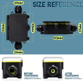 Innfeeltech LF-2068-2T Electrical Junction Box, Waterproof, Outdoor Waterproof Cable Junction Box, 2-Way for Wire Diameter 5 to 12 mm, Pack of 1