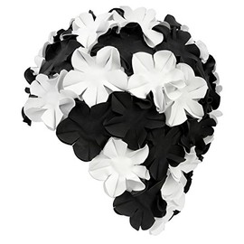 Aqua Speed Men Bloom Latex s Swim Cap - Black/White, One size