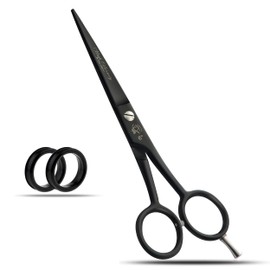 Wishbeauty Hairdressing Scissor Barber Salon Shear Stainless Steel Hair Cutting Scissors for Professional, Hairdressers, Barbers and Salon Use for Women, Men, Children and Adults 6" Inch (Black)
