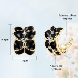JeryWe Flower Clip on Earrings for Women Colorful Statement Petal Clip Earring for Non Pierced Fake Earrings White Pink Black Yellow