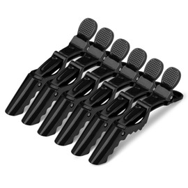 KISARG Alligator Clip Duck Curl Men's Salon Hair Clip Dragon Clip Styling Hairpin Barrette Hair Hold Barber Beauty Exclusive 6-Piece Set Black