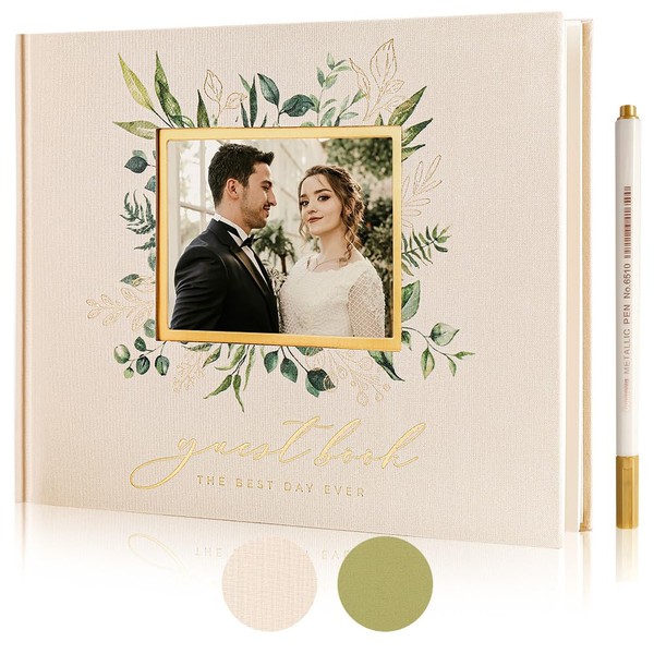 Wedding Guest Book, Linen Guest Book Wedding Reception, Elegant Polaroid